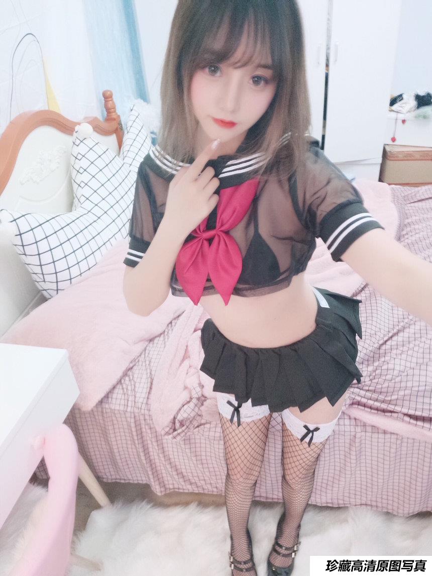 过期米线线喵 JK 透明网袜 [17P 26M]