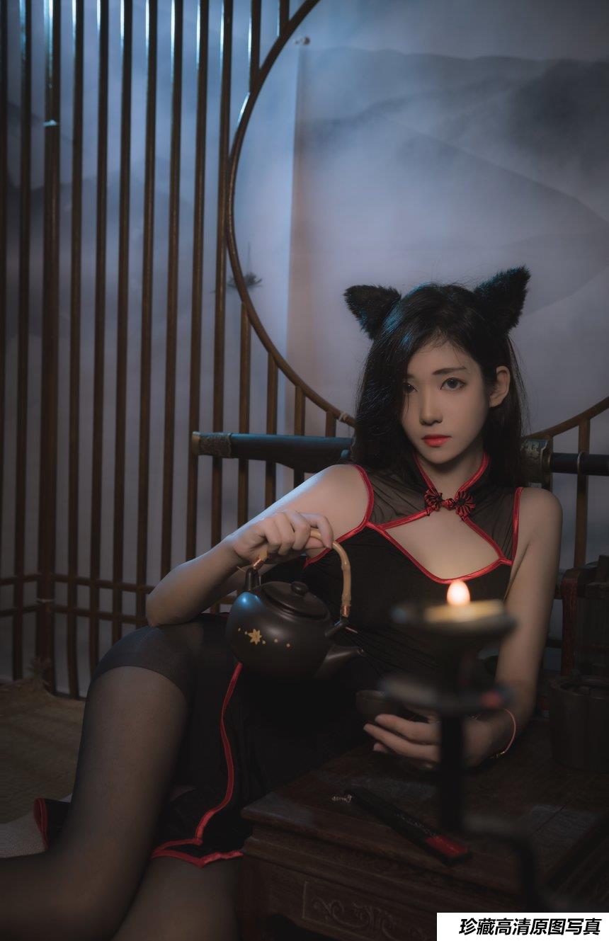 南桃Momoko NO.055 - 黑丝旗袍[25P／32.4MB]