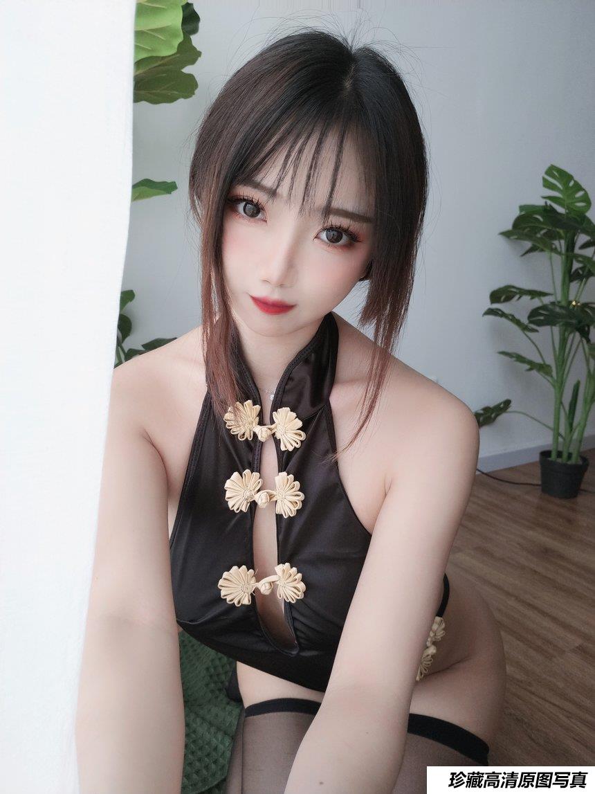 鬼畜瑶 NO.036 黑色短款旗袍[35P1V-131MB]