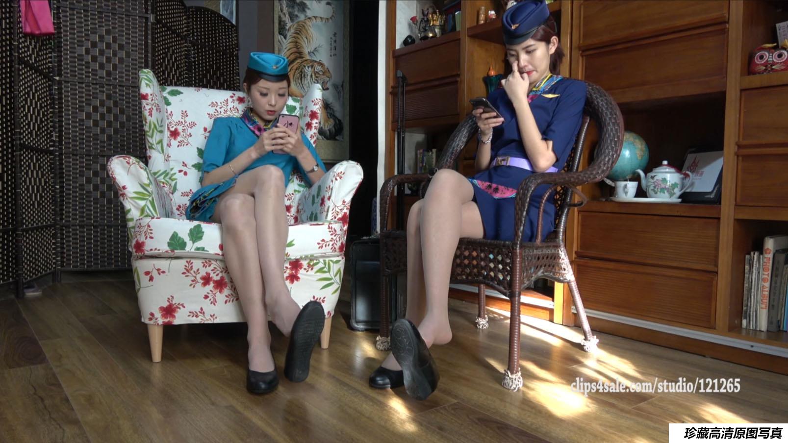 K&M 028-王佳，芮芮双人空乘制服挑鞋 [MP4-1.48G]