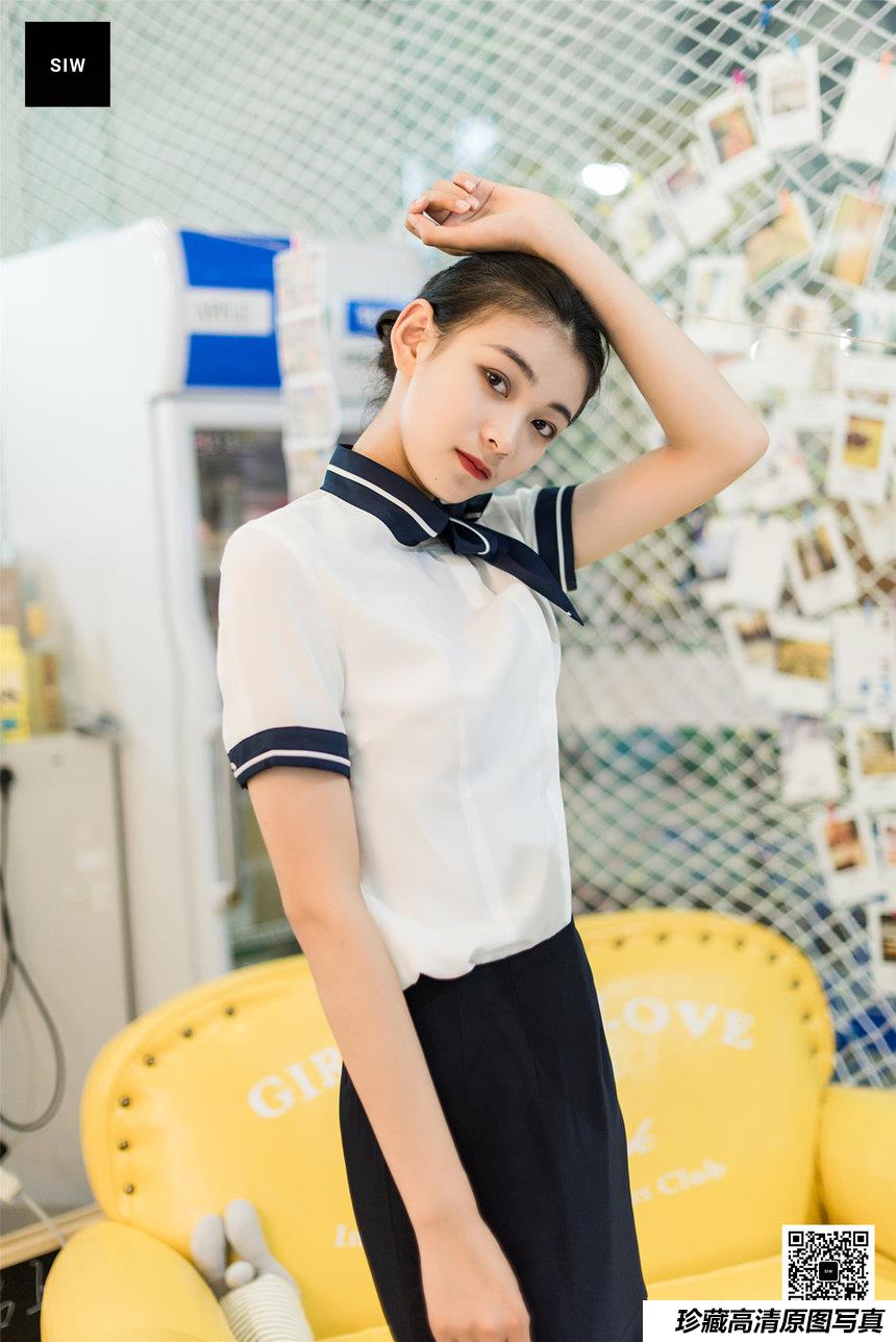 SIW斯文传媒 029 春夏空乘白衫蓝裙制服套装 - 嘉慧 [61P-195M]-绅士图