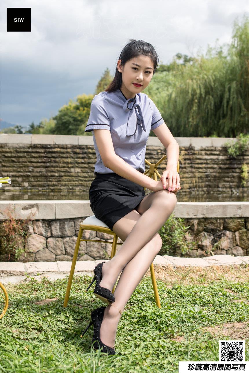 SIW斯文传媒 053 靛蓝制服短袖衬衣超短工装套裙 - 龙跃 [60P-159M]