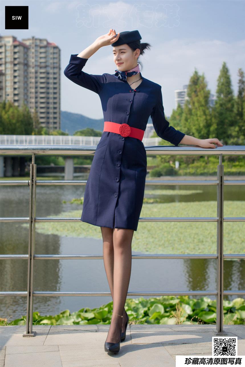 SIW斯文传媒 051 东航工装制服帽子丝巾套裙四件套 - 思琪 [67P-163M]-绅士图