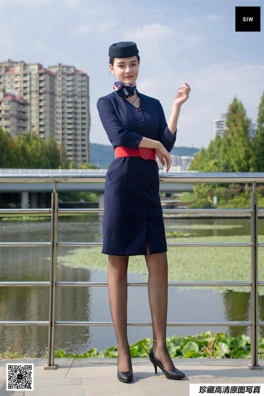 SIW斯文传媒 051 东航工装制服帽子丝巾套裙四件套 - 思琪 [67P-163M]