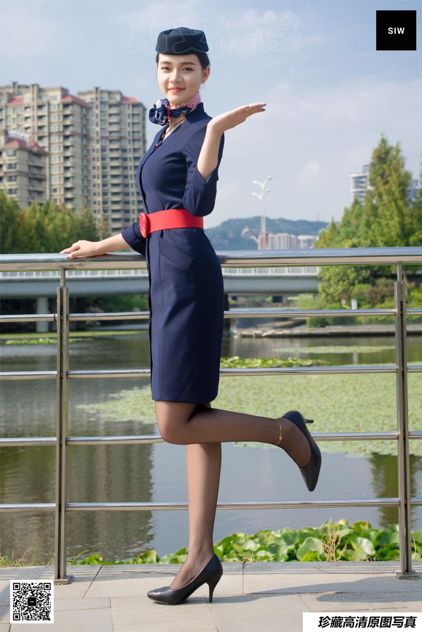 SIW斯文传媒 051 东航工装制服帽子丝巾套裙四件套 - 思琪 [67P-163M]