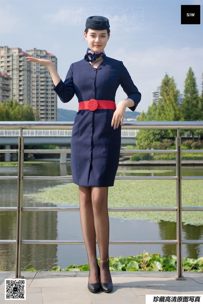 SIW斯文传媒 051 东航工装制服帽子丝巾套裙四件套 - 思琪 [67P-163M]