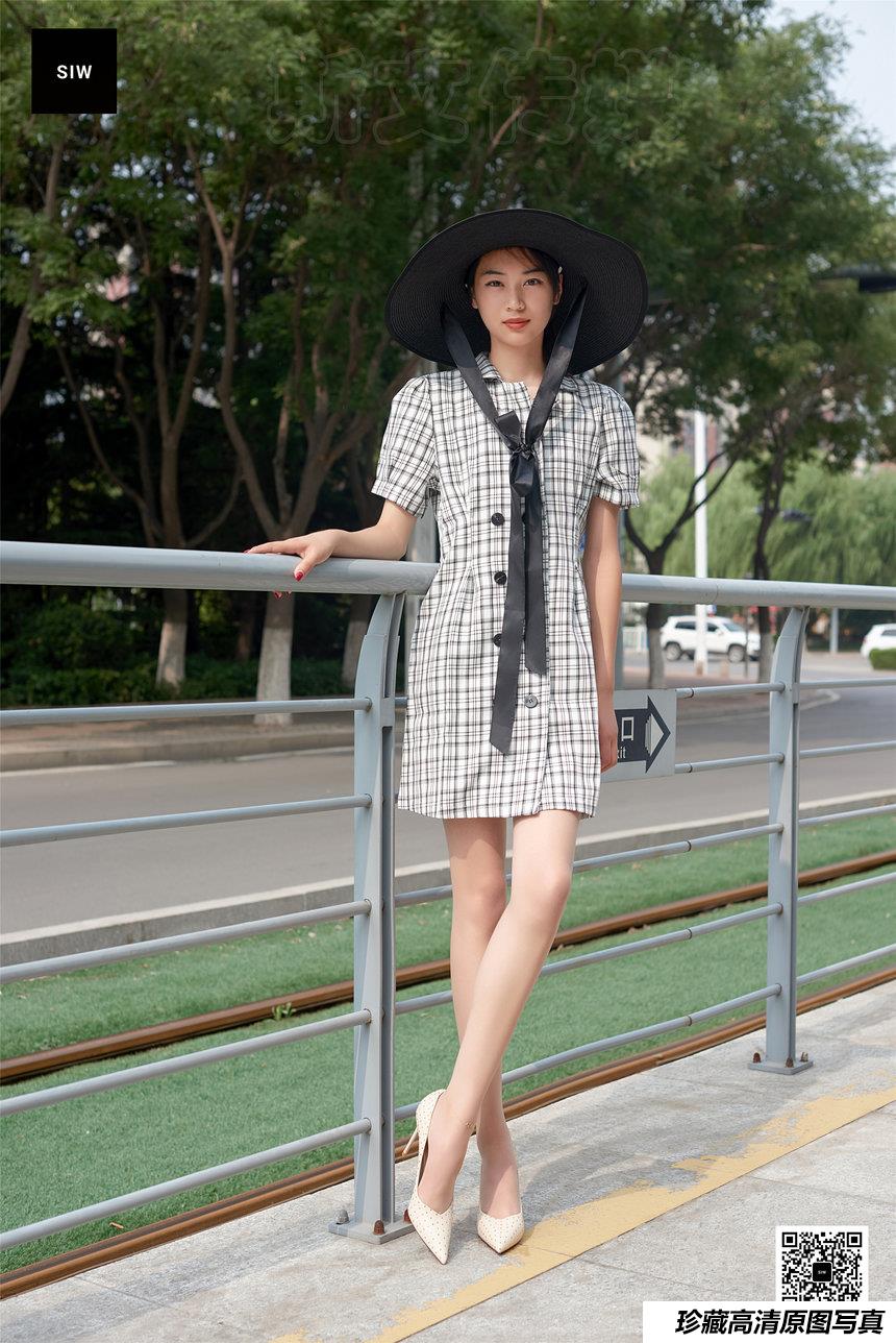 SIW斯文传媒 014 法式黑白方格翻领小清新裙 - 丽莉 [58P-121M]-绅士图