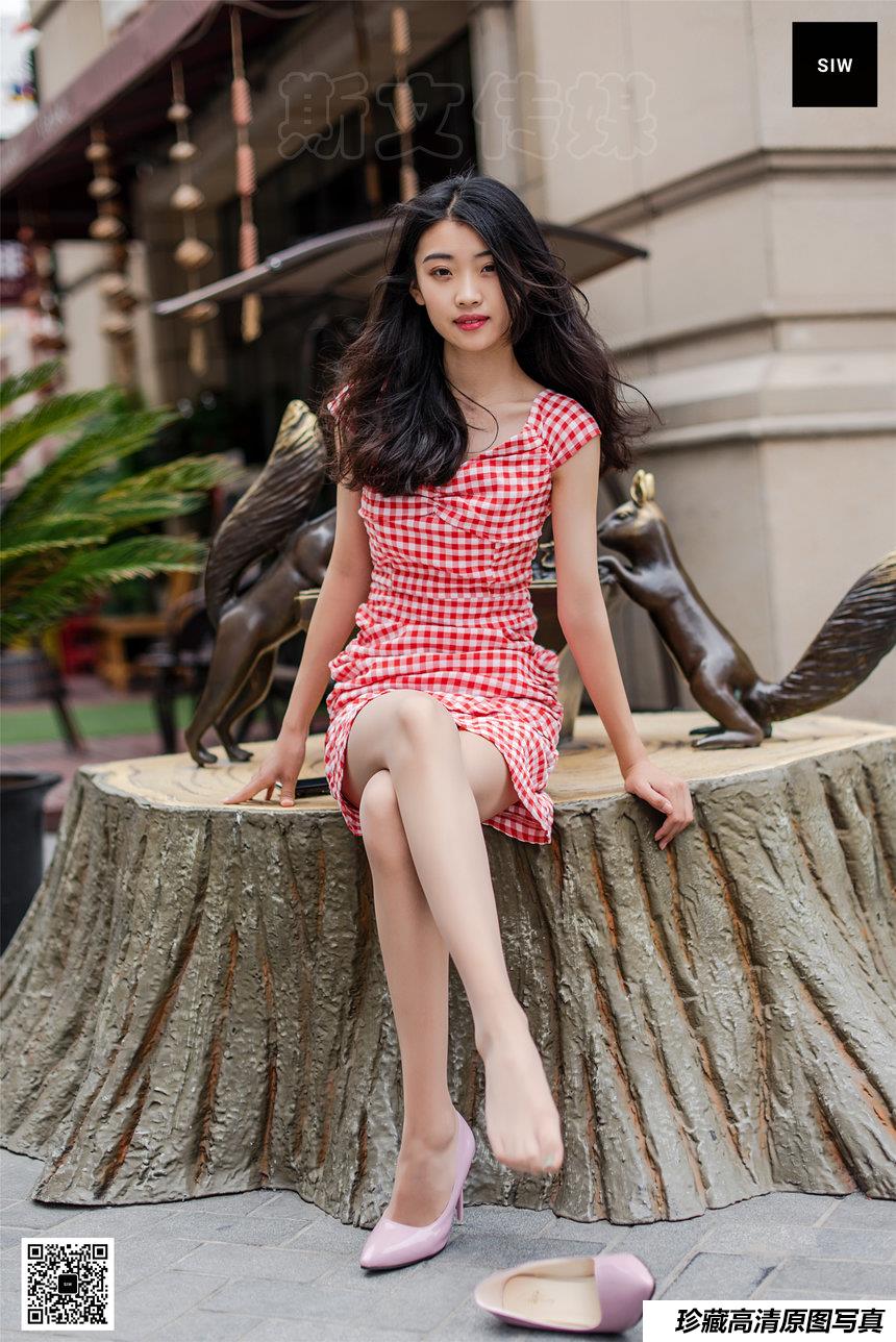 SIW斯文传媒 003 气质红白格V领时尚包臀裙 - 蓉儿 [65P-163M]