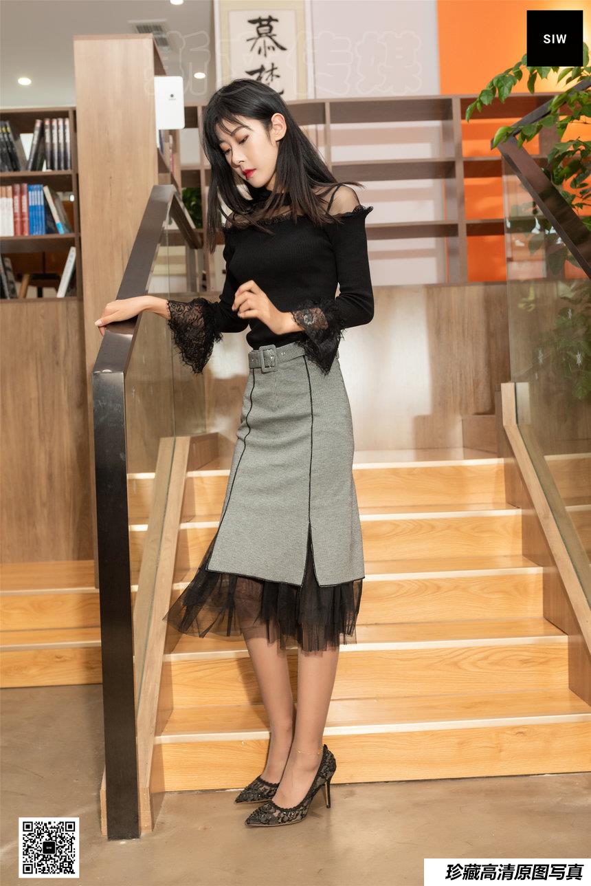 SIW斯文传媒 064 蕾丝花边黑灰拼色优雅淑女连衣裙 - 龙哥 [61P-187M]