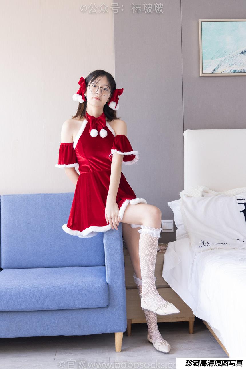 [BoBoSocks袜啵啵]NO.043 小甜豆-圣诞服、平底鞋、高跟鞋、白色渔网袜[165P+1V／8.42GB]-绅士图