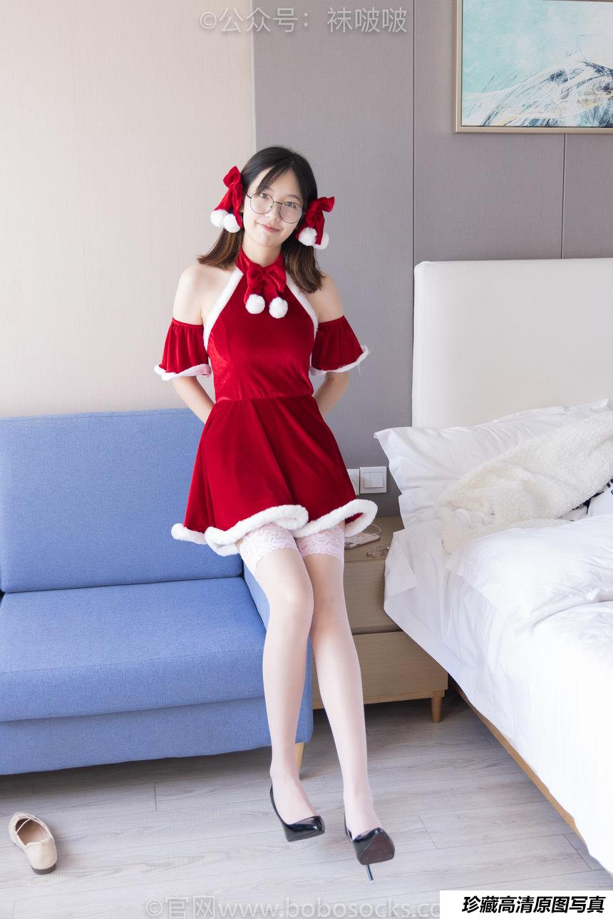 [BoBoSocks袜啵啵]NO.043 小甜豆-圣诞服、平底鞋、高跟鞋、白色渔网袜[165P+1V／8.42GB]
